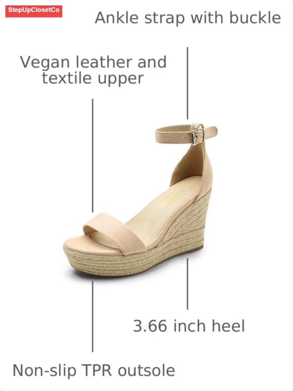 Wedge Sandals Espadrilles Open Toe Ankle Strap Buckle Platform Wedge Summer